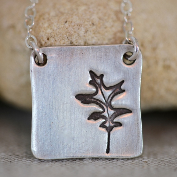 Oak leaf necklace in sterling by Katherine Sheetz - Picture 3 of 8